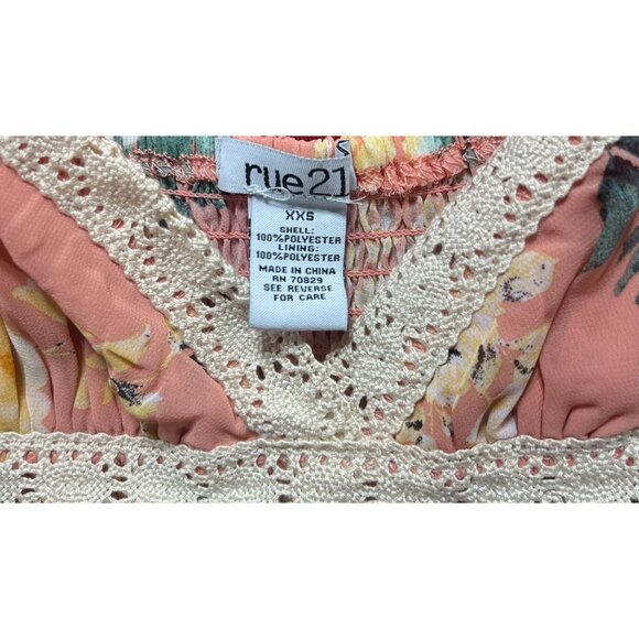 Rue 21 - Women's Summer Sleeveless High Low Hem Ruffle Floral Dress - Pink - XXS - Picture 9 of 16